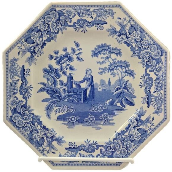 Spode | 2 Blue Room Sutherland Collection "Girl at Well" Plates | Size 9.5x9.5 - Picture 4 of 7
